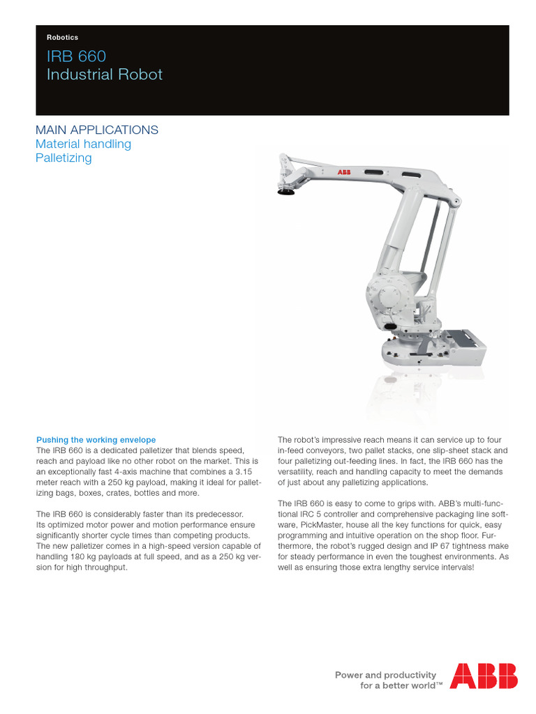 Fisa Tehnica Robot - Irb660 - Pr10284en - F - HR | PDF | Rotation | Pallet