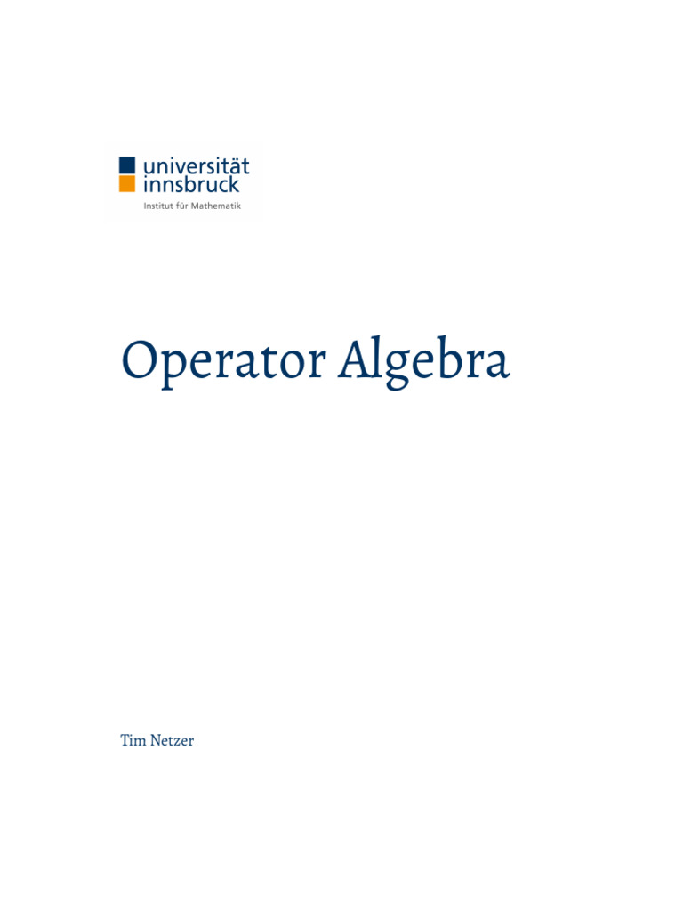 Introduction to Operator Algebras | PDF | Operator (Mathematics) | Geometry