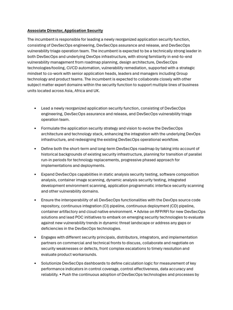 Associate Director, Application Security JD | PDF | Computer ...