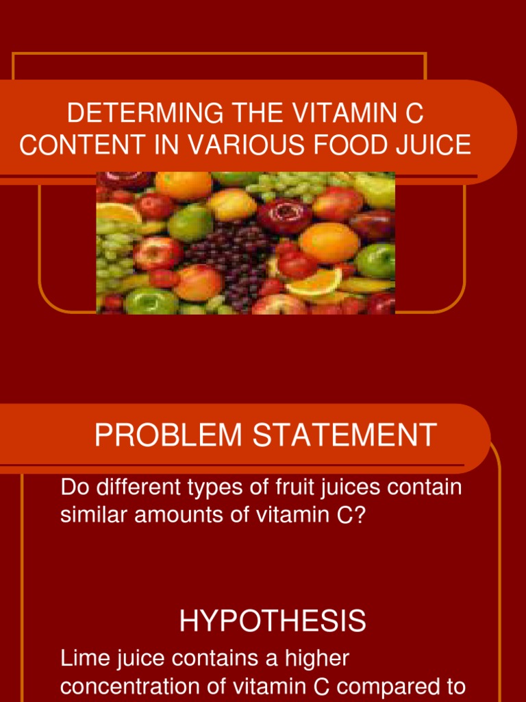 Determing The Vitamin C Content in Various Food PDF Vitamin C