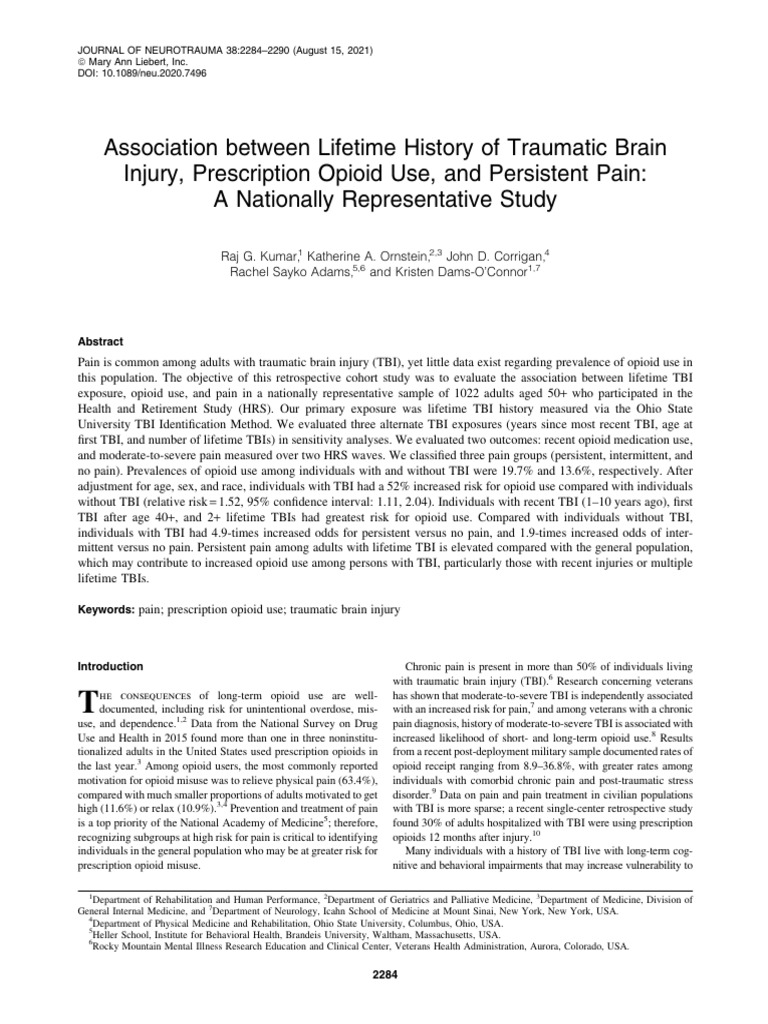 Association Between Lifetime History of Traumatic Brain Injury ...