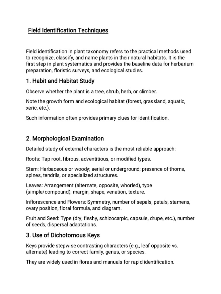 Plant Identification Techniques Guide | PDF | Fern | Taxonomy (Biology)