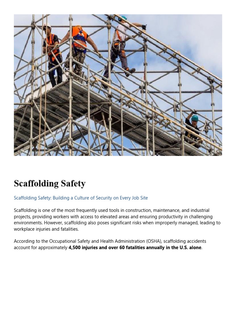 OSHA Guidelines for Scaffolding Safety | PDF | Scaffolding | Occupational Safety And Health