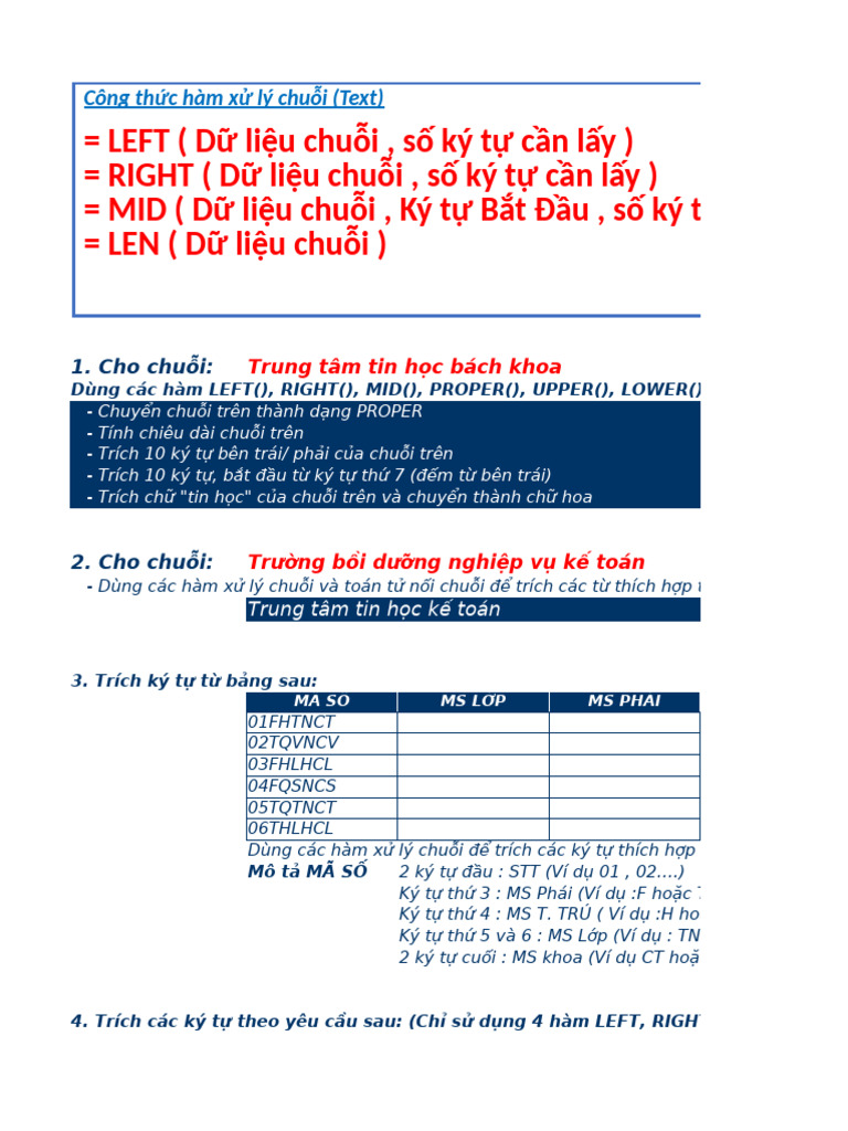 BT Ham Excel - Co Ban | PDF
