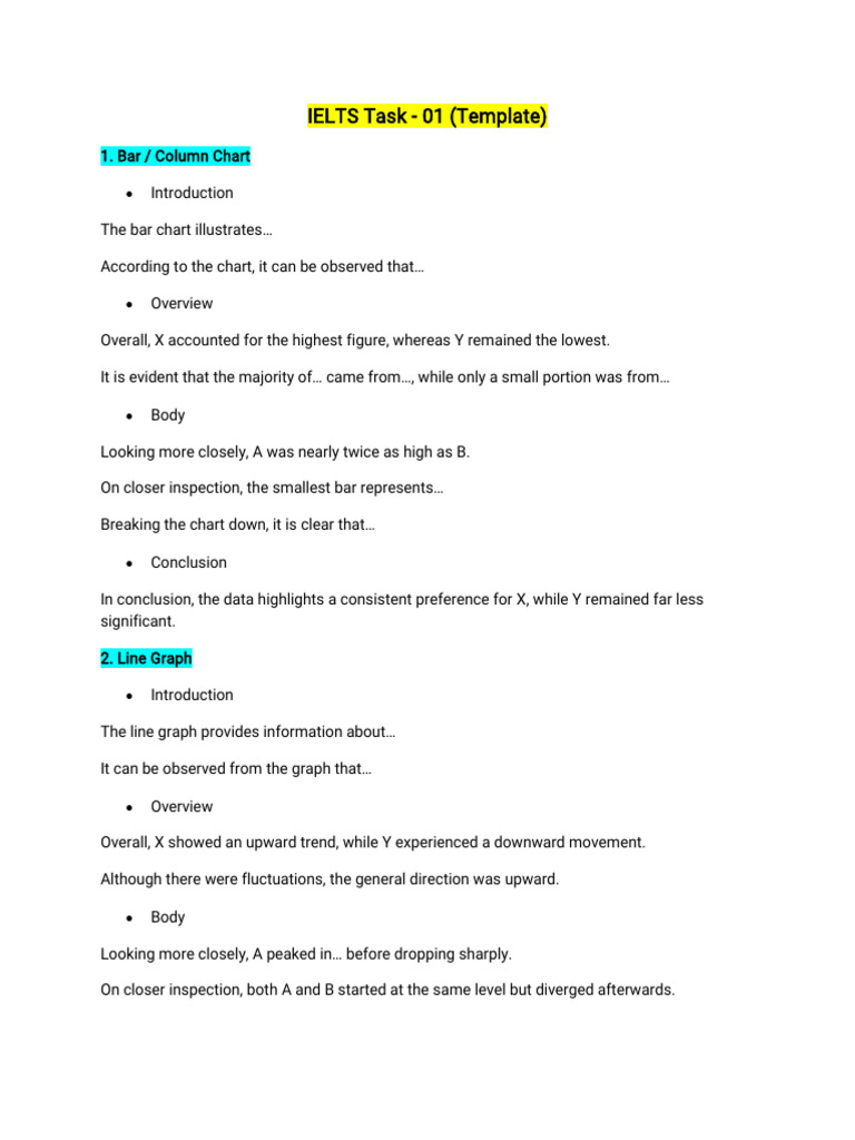 IELTS Task 1 Writing Templates | PDF