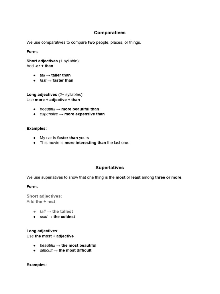 Comparatives and Superlatives | PDF
