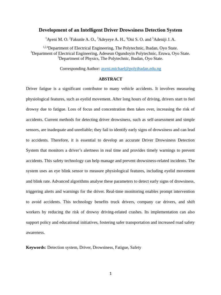 Intelligent Driver Drowsiness Detection System | PDF | Computer Vision