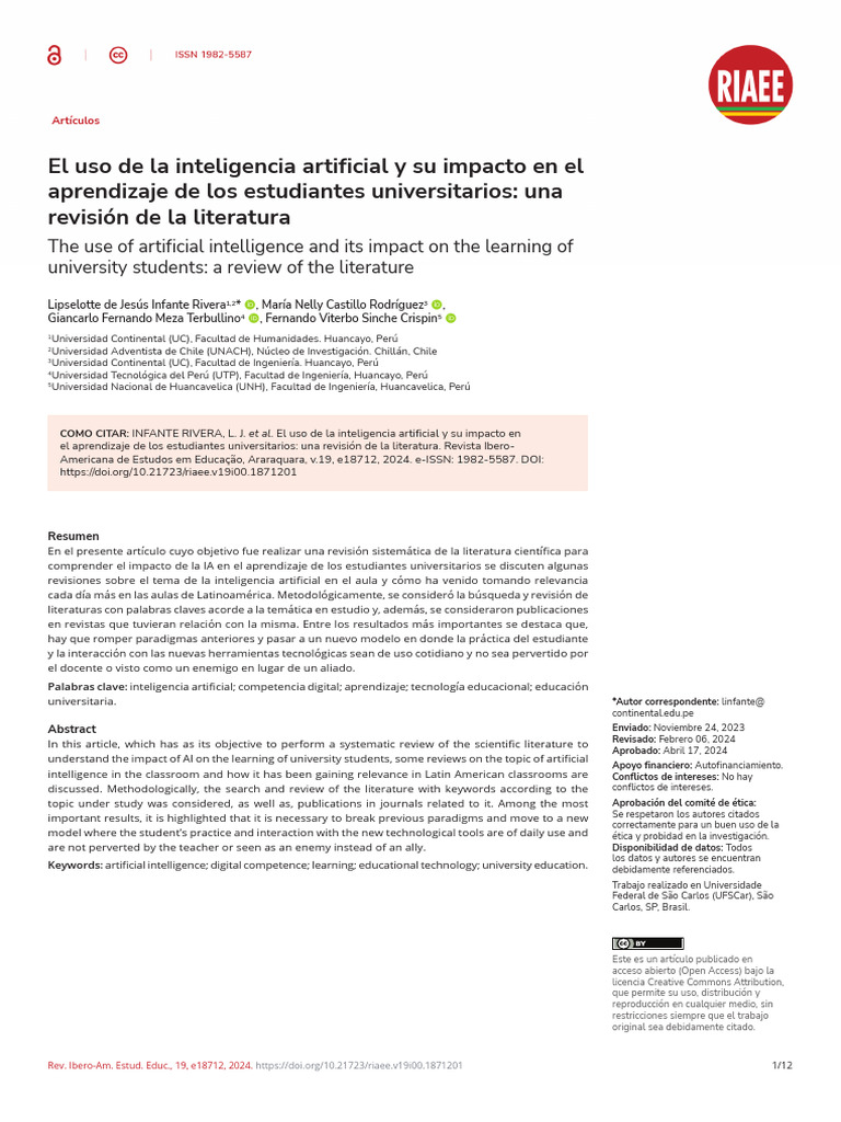 El Uso de La Inteligencia Artificial y Su Impacto en El Aprendizaje de ...