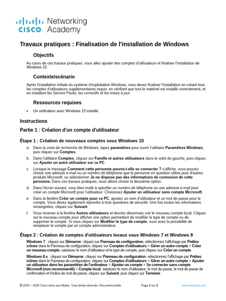Finaliser l'installation de Windows 10 | PDF | Microsoft Windows ...