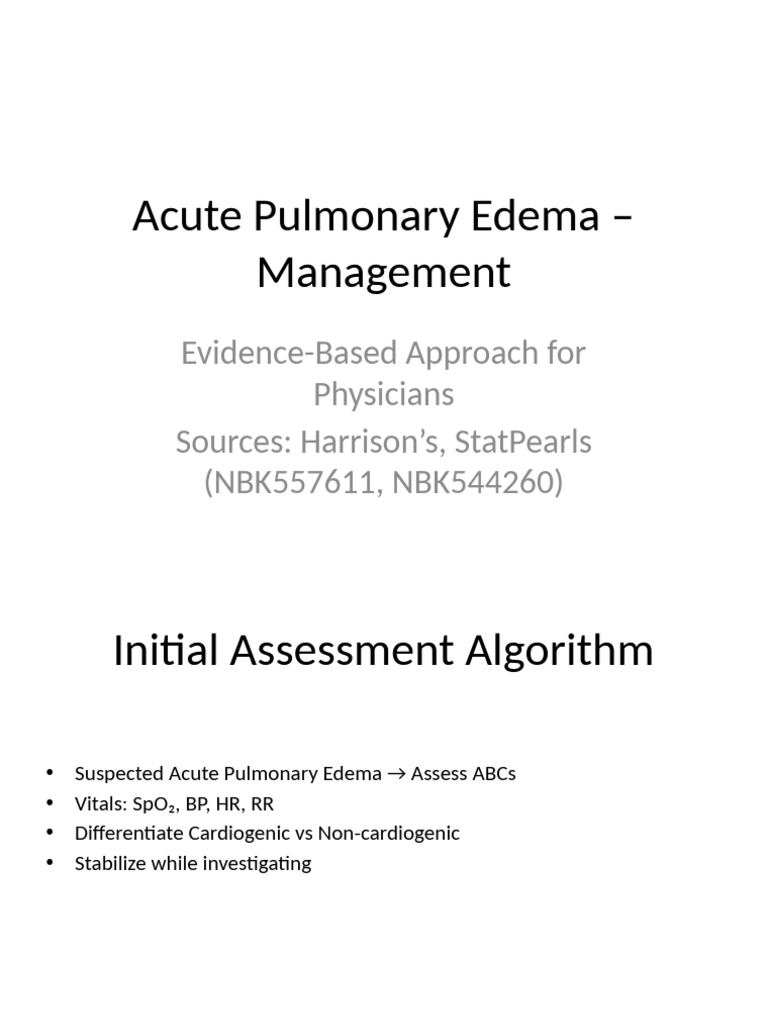 Acute Pulmonary Edema Management | PDF
