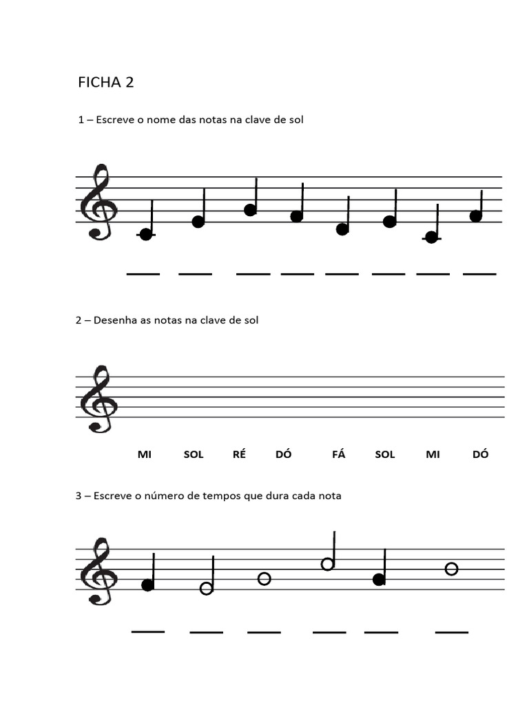 Notas na Clave de Sol e Fá | PDF