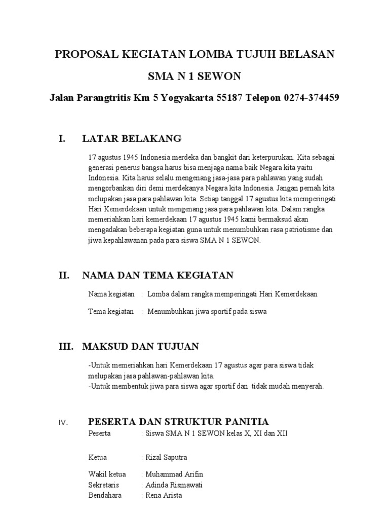 Free Download Proposal Kegiatan 17 Agustus  Peran Sekolah