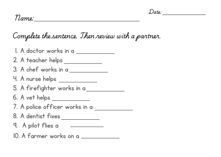 Jobs and Occupations Worksheet | PDF