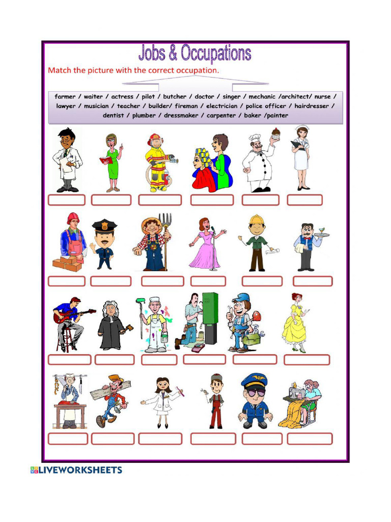 Occupations Worksheet 3 | PDF