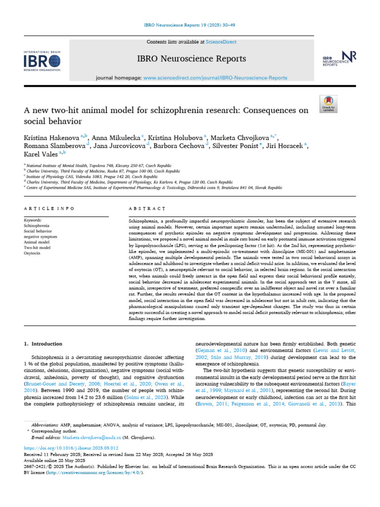 Two-Hit Model for Schizophrenia Research | PDF | Schizophrenia | Psychosis
