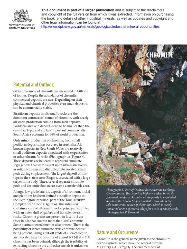 Overview of Chromite Deposits in NSW | PDF | Geology | Petrology
