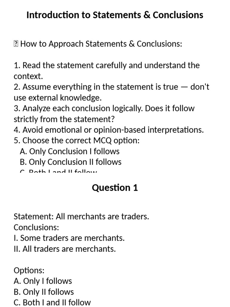 Mastering Statements and Conclusions | PDF | Logic | Methodology