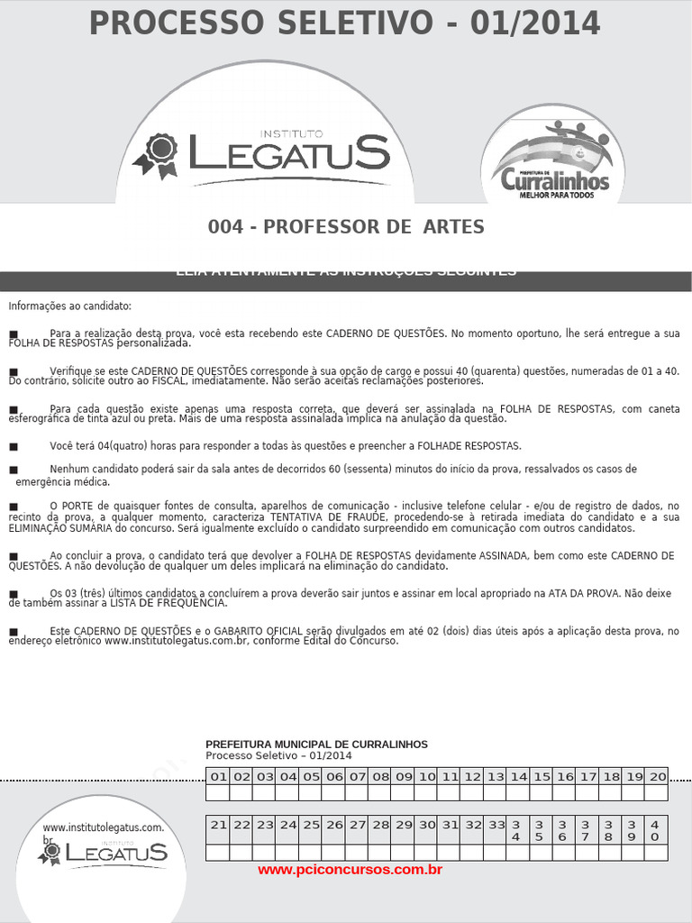 Prova de Professor de Artes - 2014 | PDF | Estética | Balé