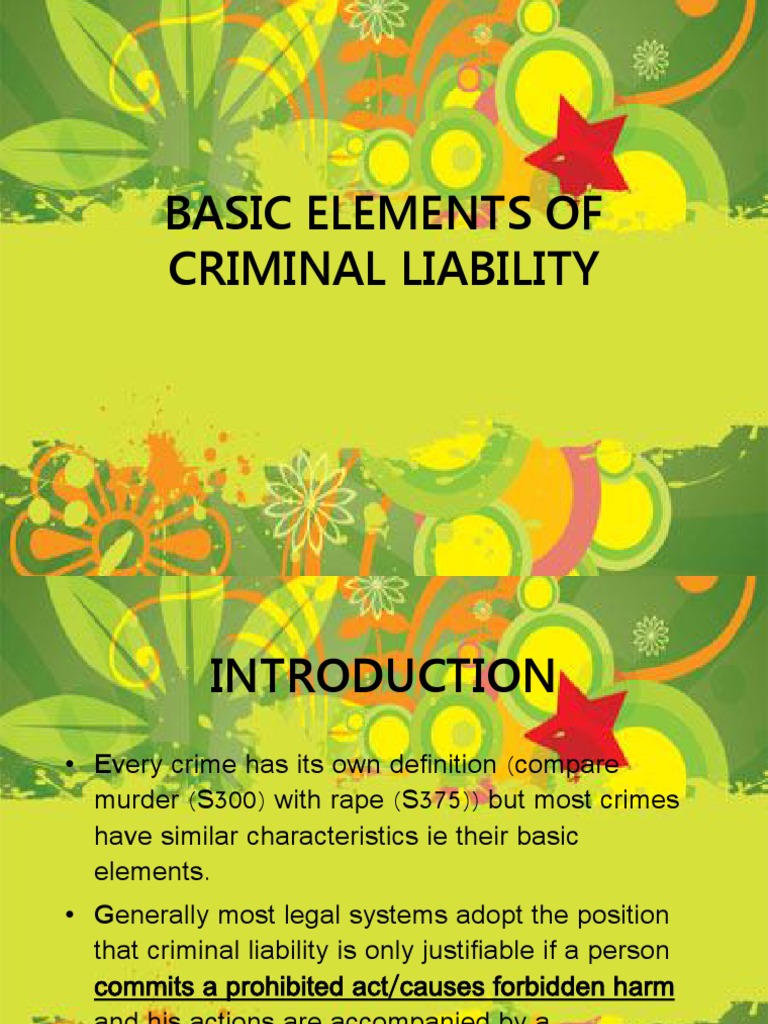 Basic Elements of Criminal Liability Criminal Law Mens Rea Free 30day Trial Scribd
