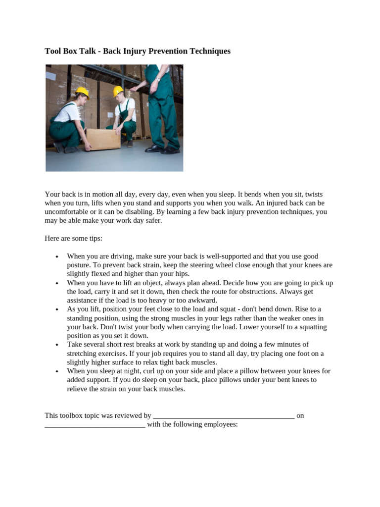 Back Injury Prevention Tips for Workers | PDF