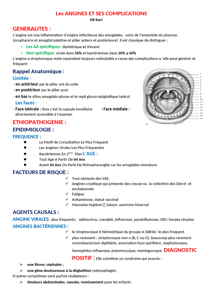 Angine bactérienne : diagnostic et traitement | PDF | Maladies et ...