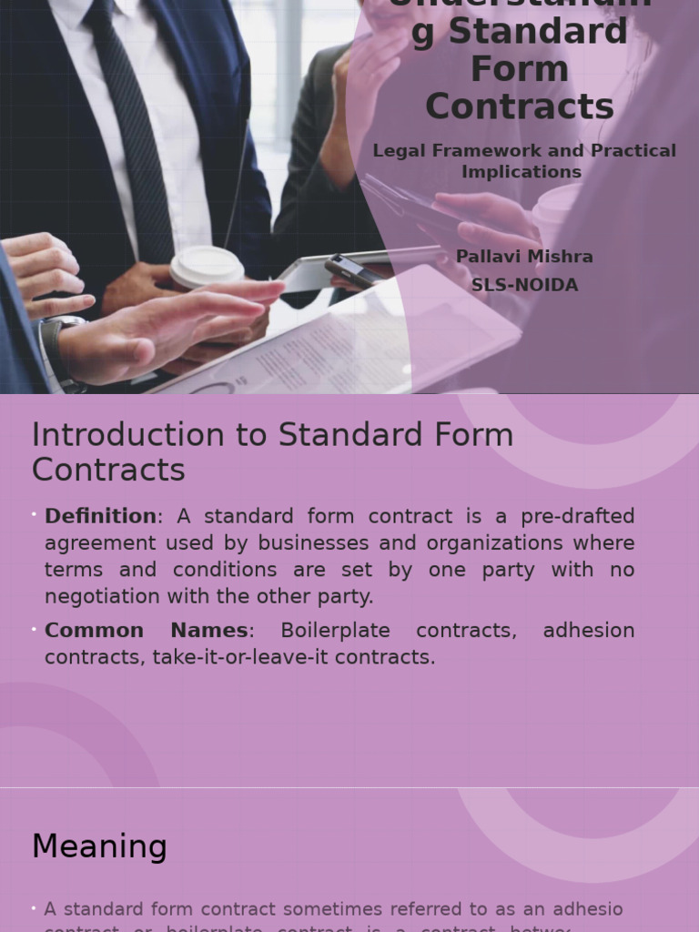 Standard Form Contract - Topic 1 | PDF | Common Law | Private Law