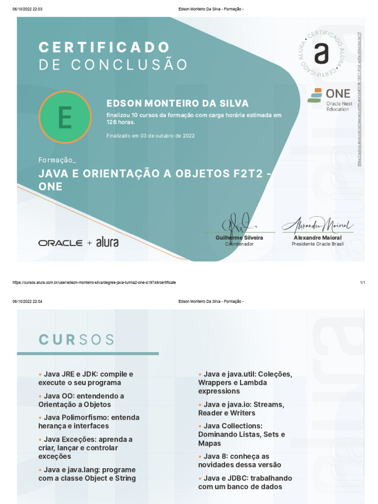 Certificado de Conclusão em Java | PDF | Java (linguagem de programação ...
