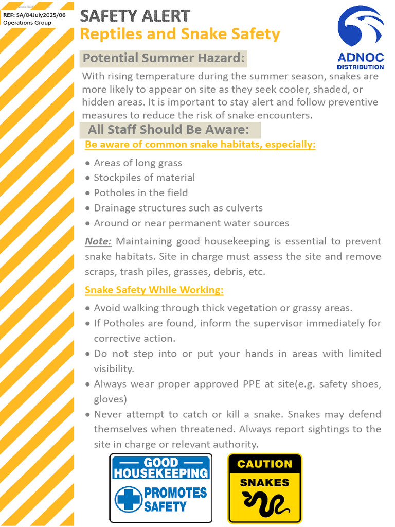 Summer Snake Safety Guidelines | PDF