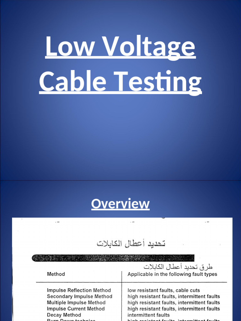 Low Voltage Cable Test | PDF