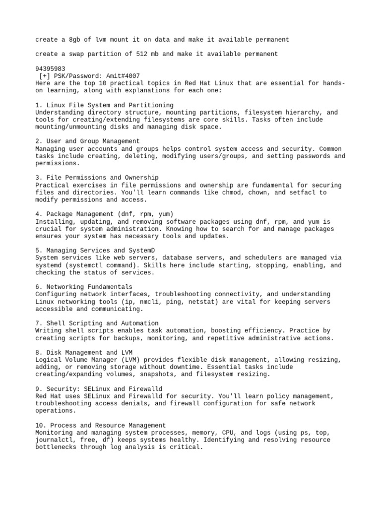 Essential Red Hat Linux Skills Guide | PDF | File System | Operating ...