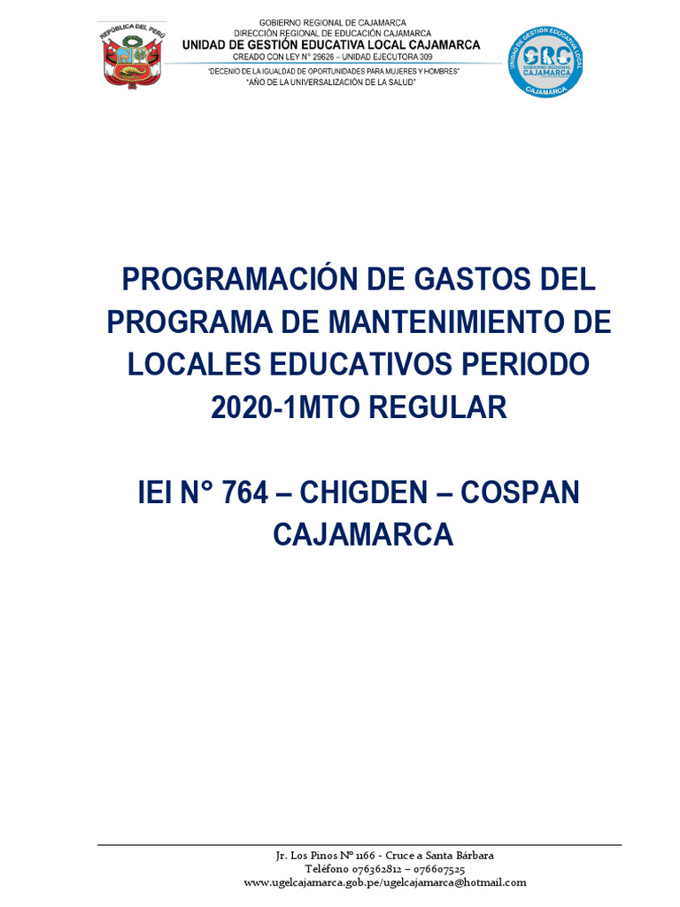 Mantenimiento Locales Educativos 2020 | PDF