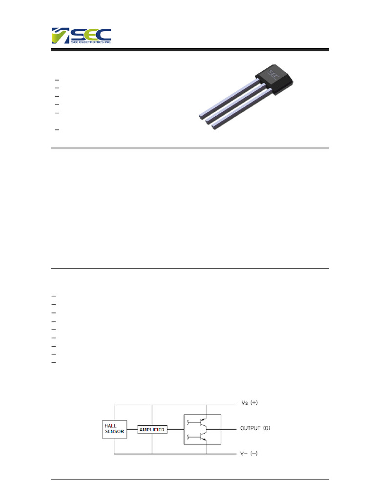 SS495 Linear Hall Effect Sensor Overview | PDF | Sensor | Electrical ...