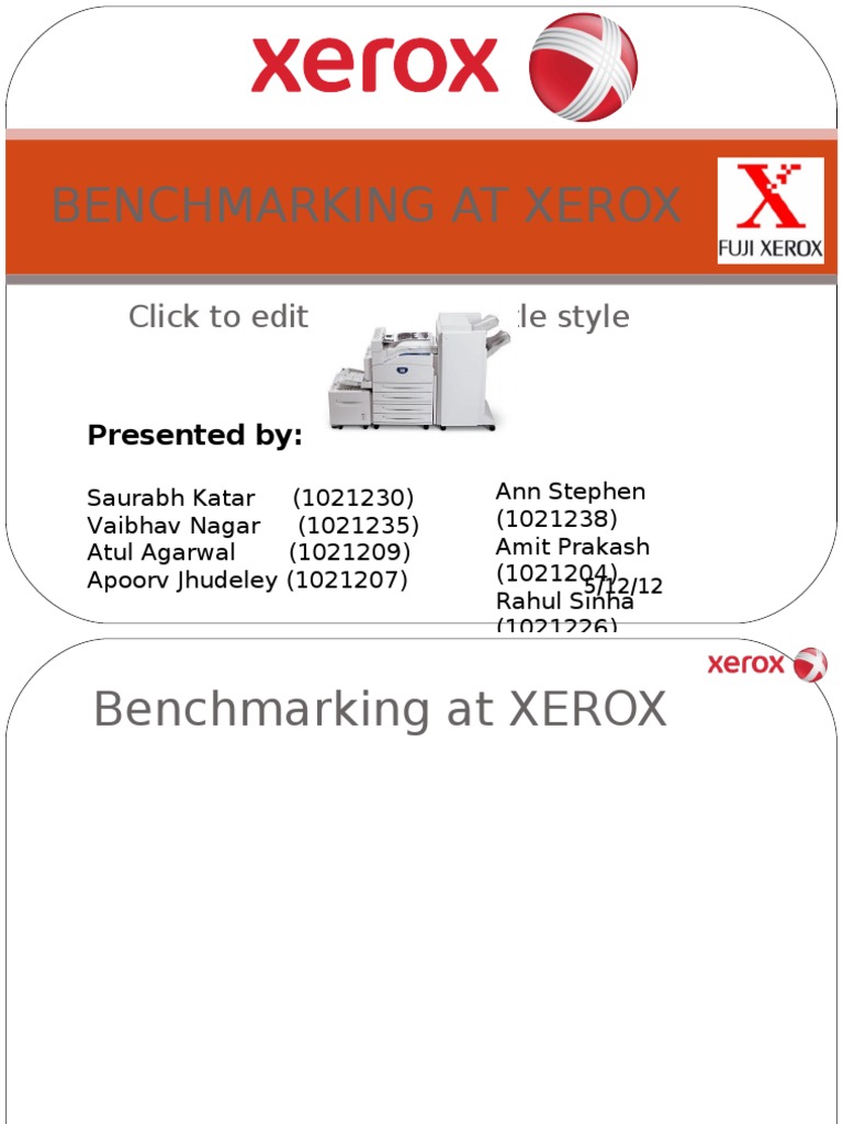 Bench Marking at Xerox PDF Benchmarking Strategic Management