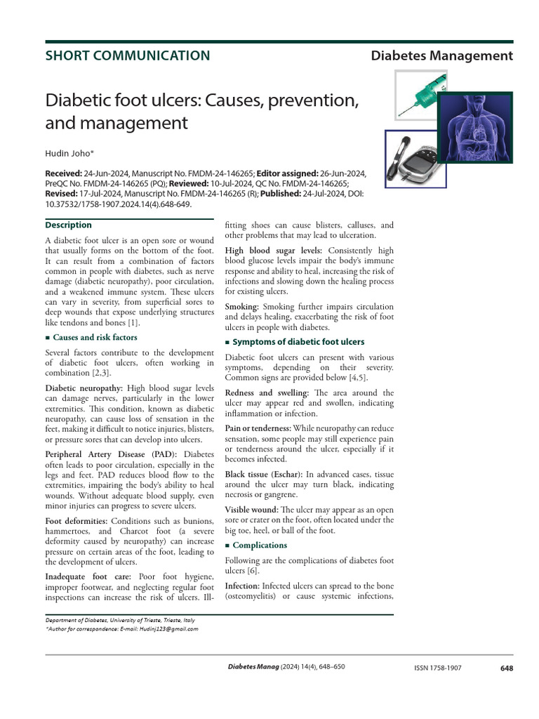Diabetic Foot Ulcers: Causes & Care | PDF | Wound | Diabetes