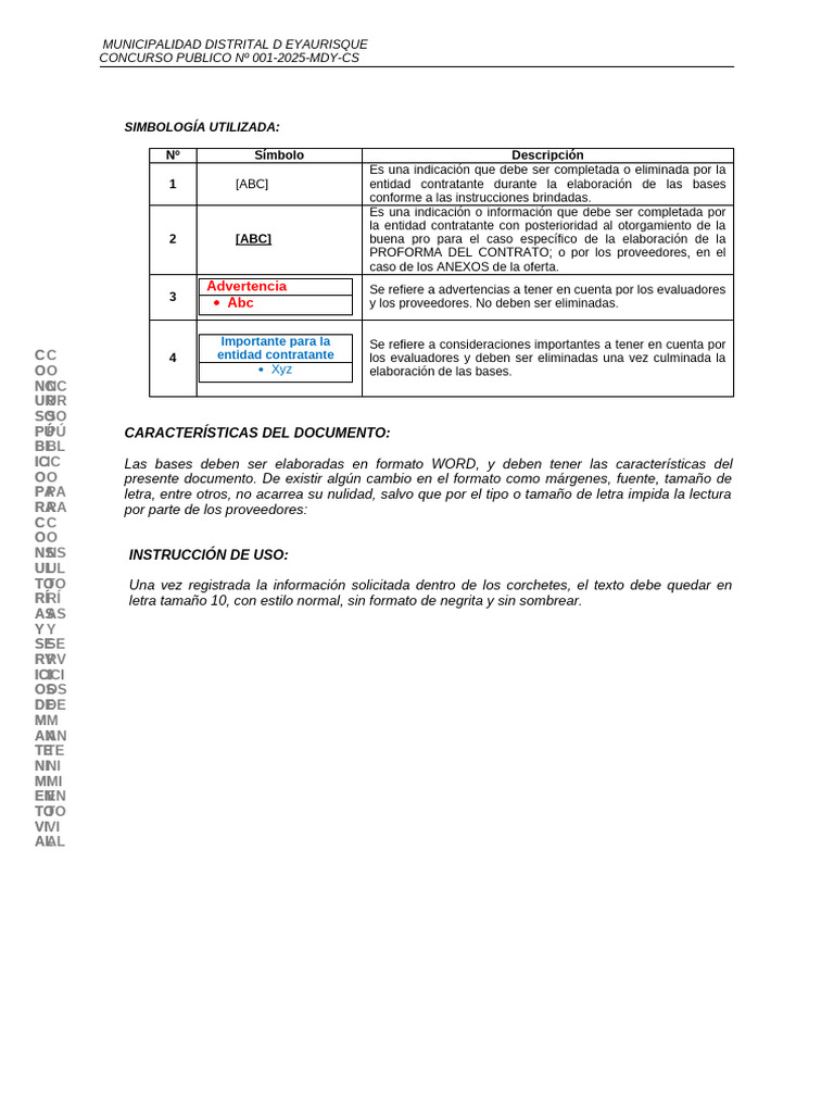 Bases Concurso Público 001-2025-MDY-CS | PDF