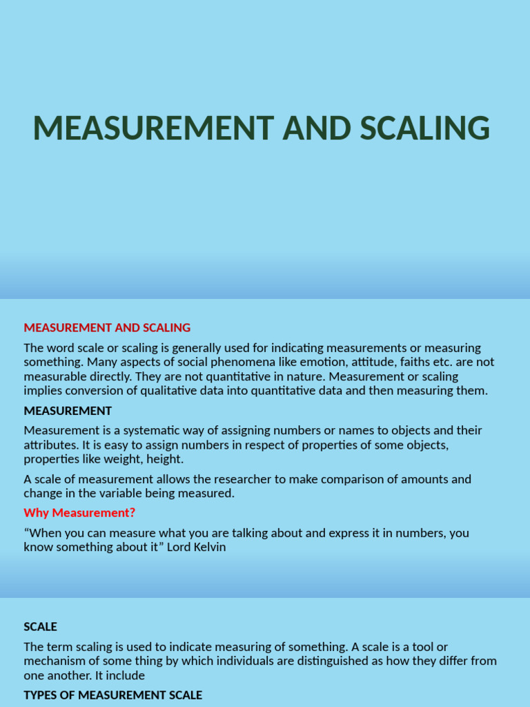 Understanding Measurement and Scaling | PDF | Level Of Measurement ...