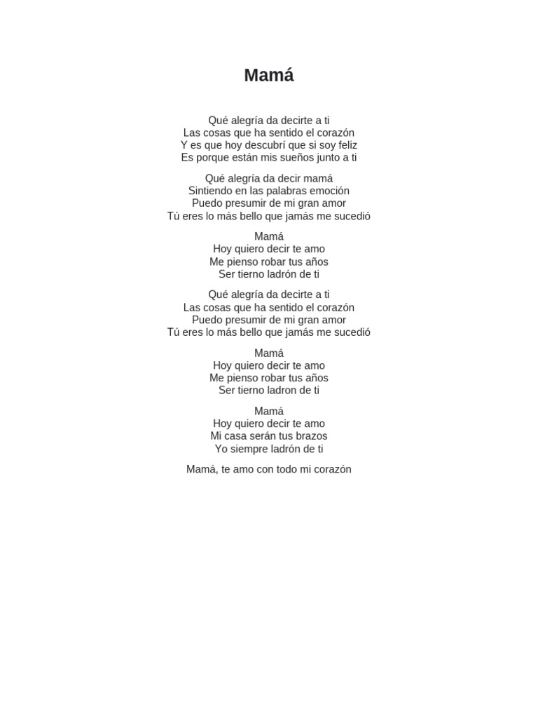 Letra de la canción 