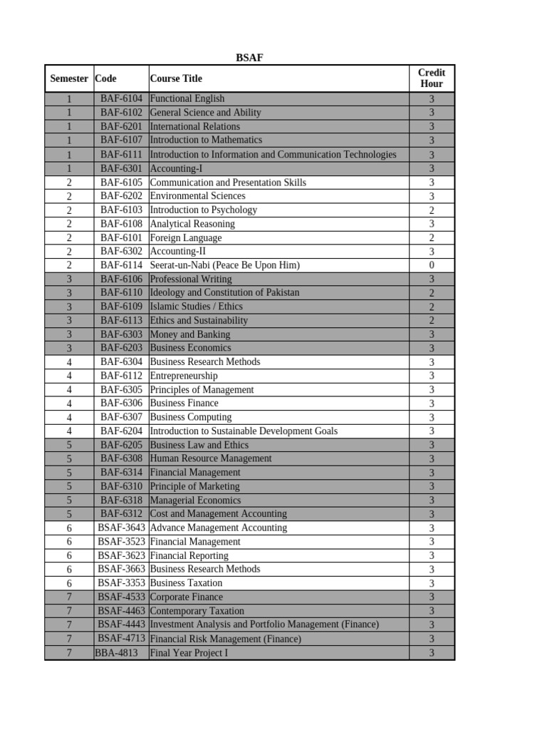 Course Offerings BSAF Fall 2025 | PDF | Business | Management Accounting