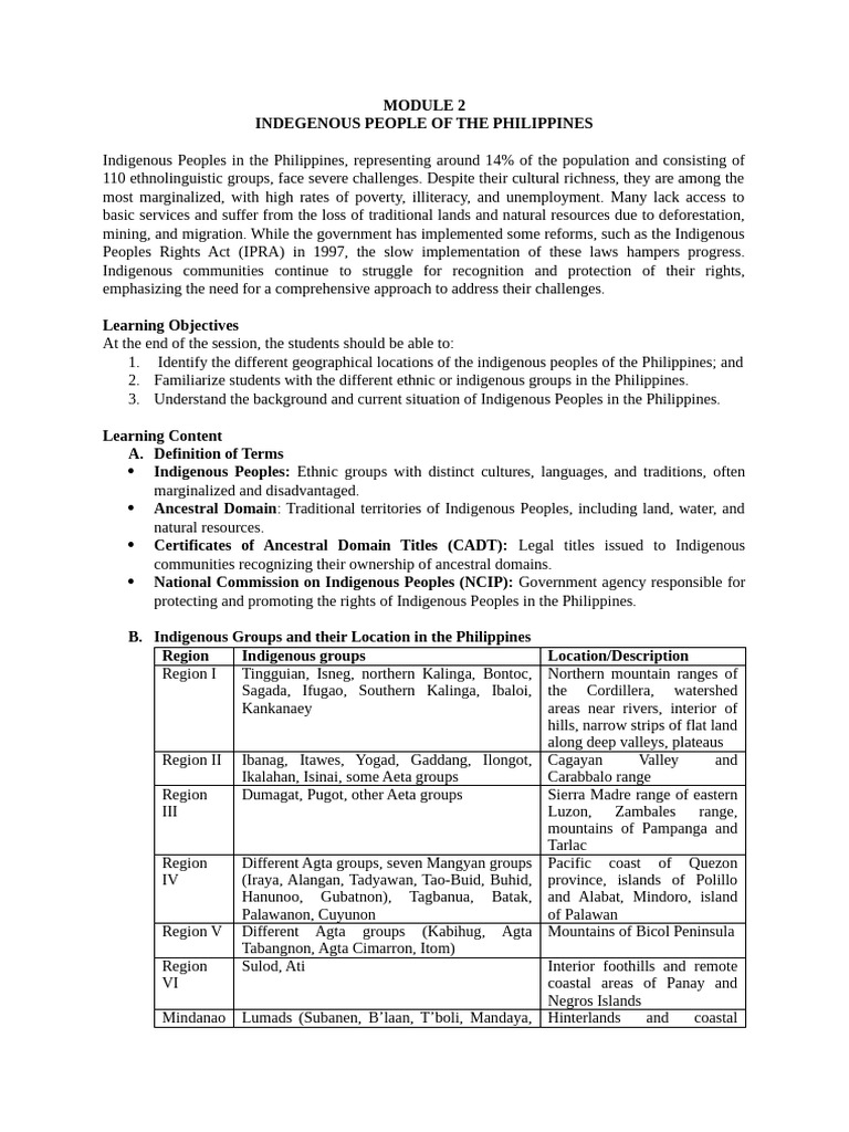 Indigenous Peoples of the Philippines Overview | PDF