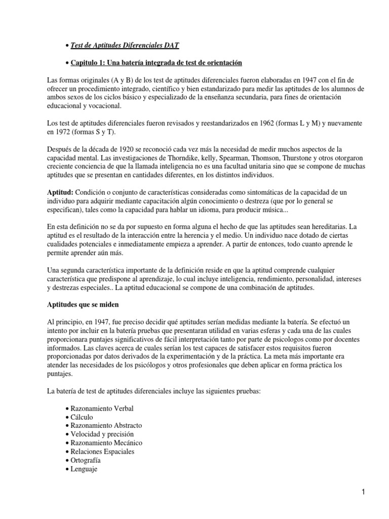 Test de Aptitudes Diferenciales DAT-5 | PDF | Analogía | Cálculo