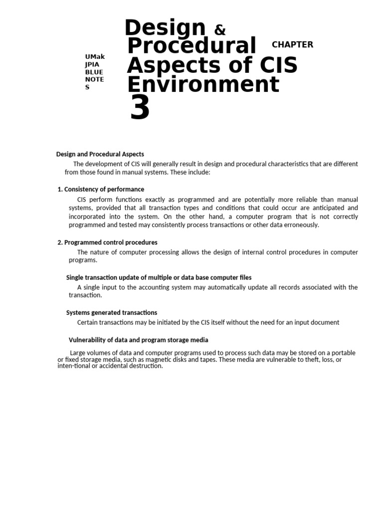 Design and Procedural Aspects of CIS | PDF