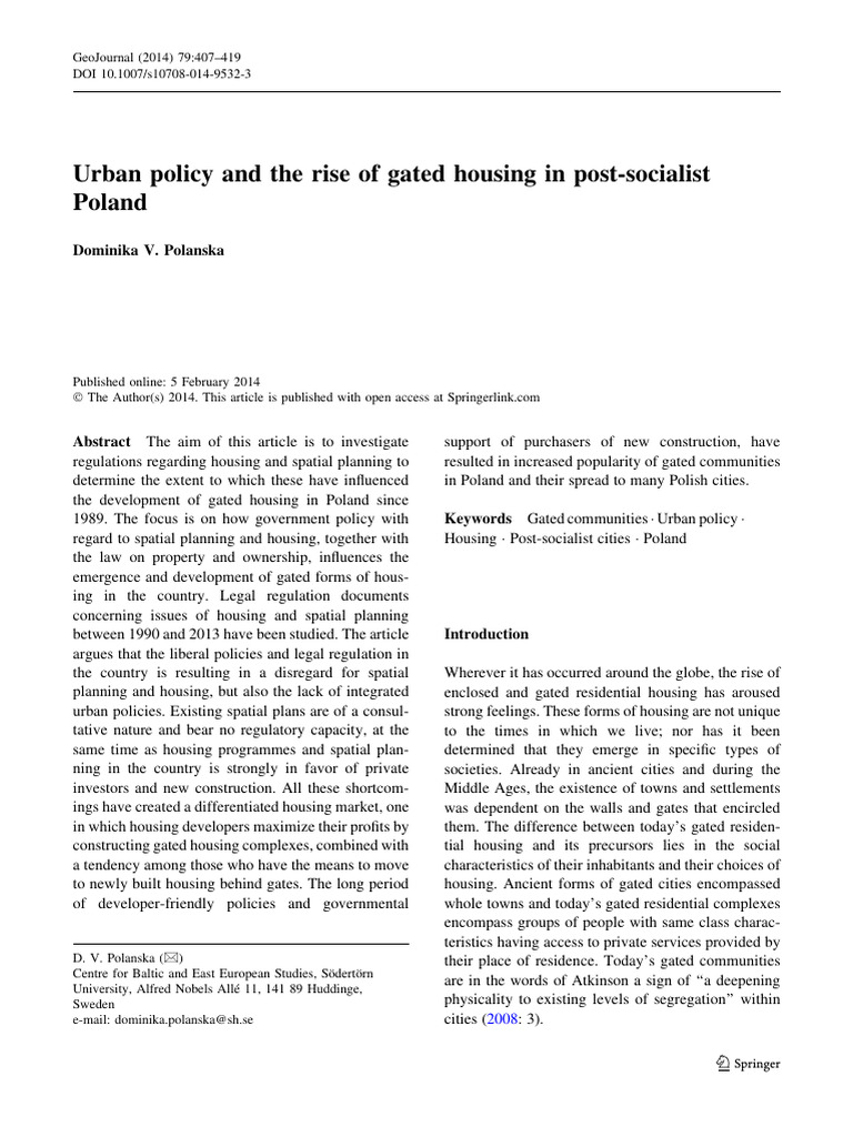 Urban Policy and The Rise of Gated Housing | PDF | Public Housing ...