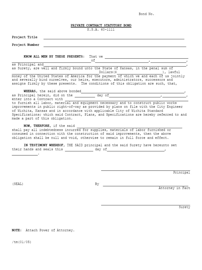Private Project Bond Form PDF | PDF | Guarantee | Justice