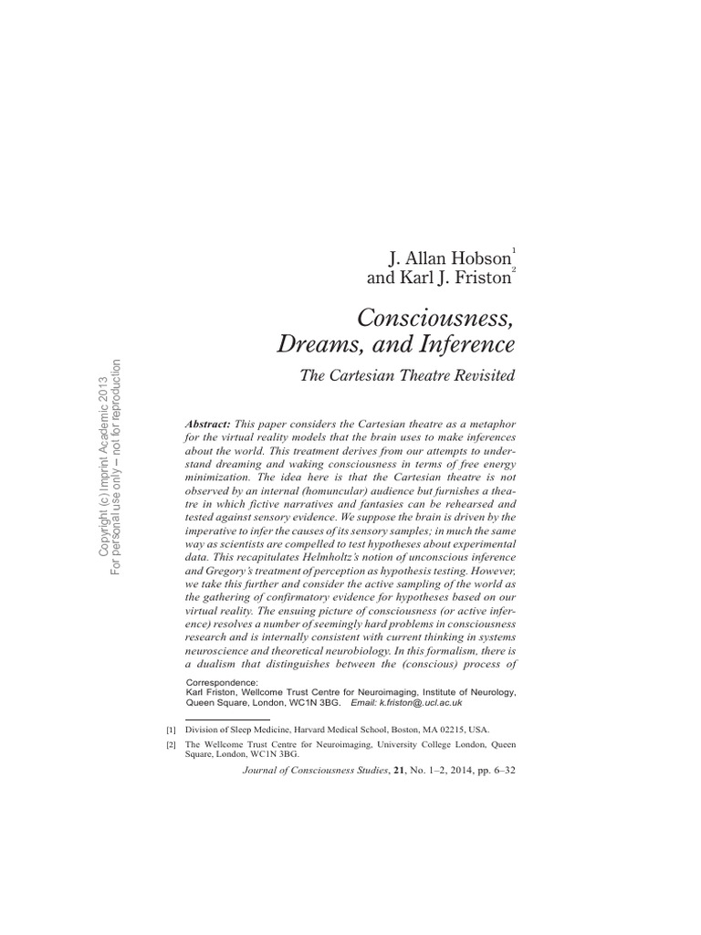 Consciousness, Dreams and Inference | PDF | Consciousness | Rapid Eye ...