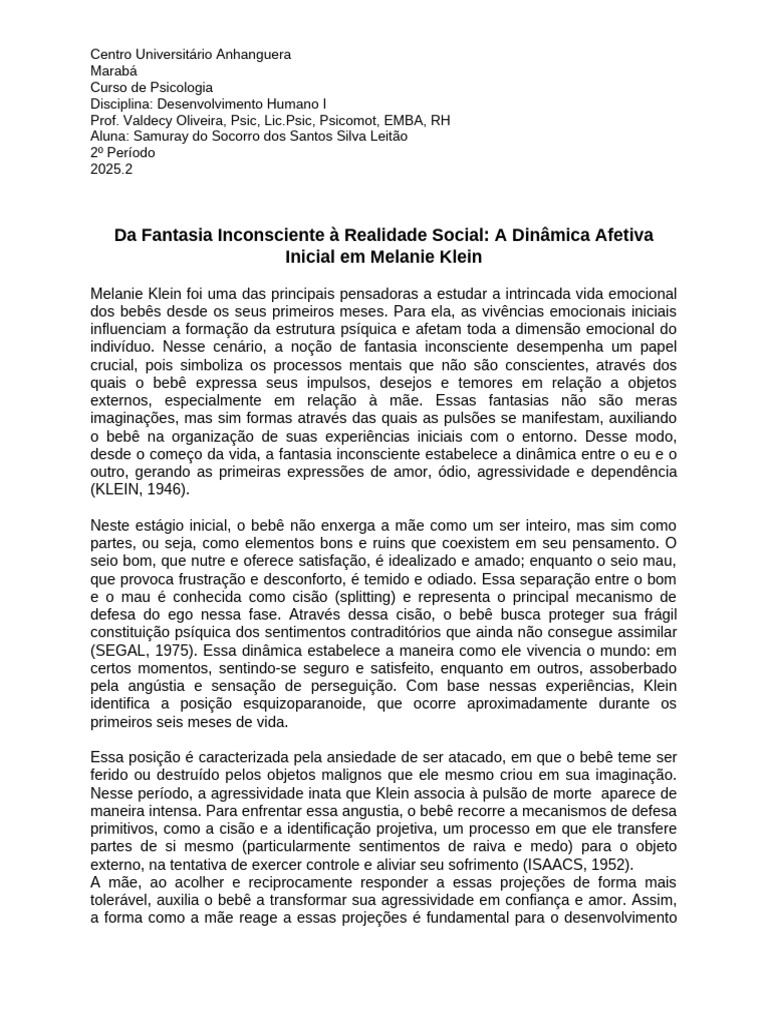 Redaçãofantasia Inconsciente | PDF | Amor | Mente inconsciente