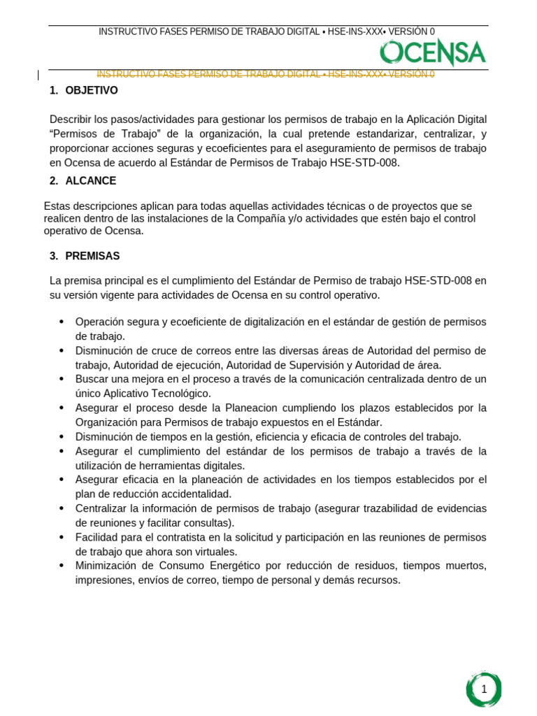 INSTRUCTIVO PARA PERMISO DE TRABAJO DIGITAL Rev GHSE GD | PDF ...