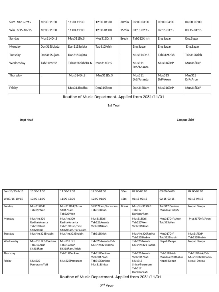 Routine Music 2081-11-01 | PDF