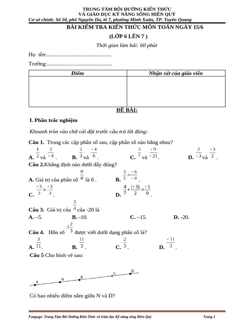 Test 6 Lên 7 | PDF