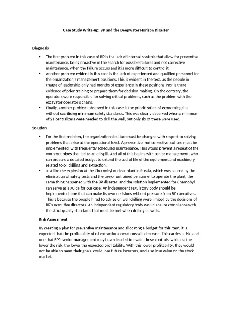 Case Study BP | PDF | Bp | Risk
