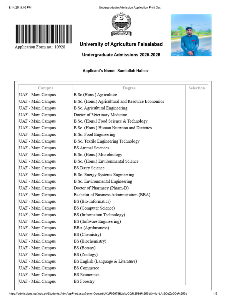 UAF Undergraduate Admissions 2025-2026 | PDF